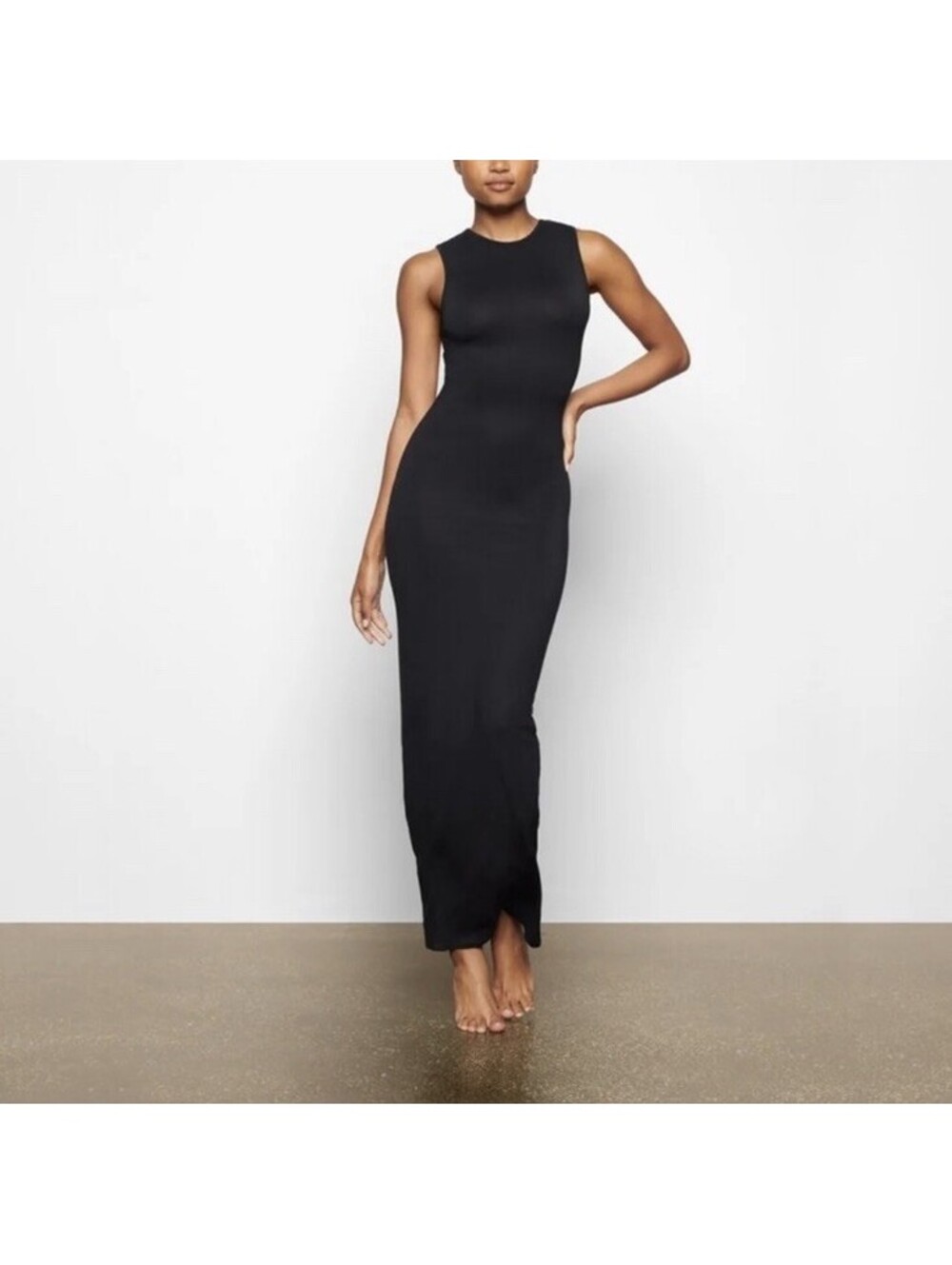 Skims Smooth Lounge Black Sleeveless Maxi Dress Women’s Size Medium Classic EUC
